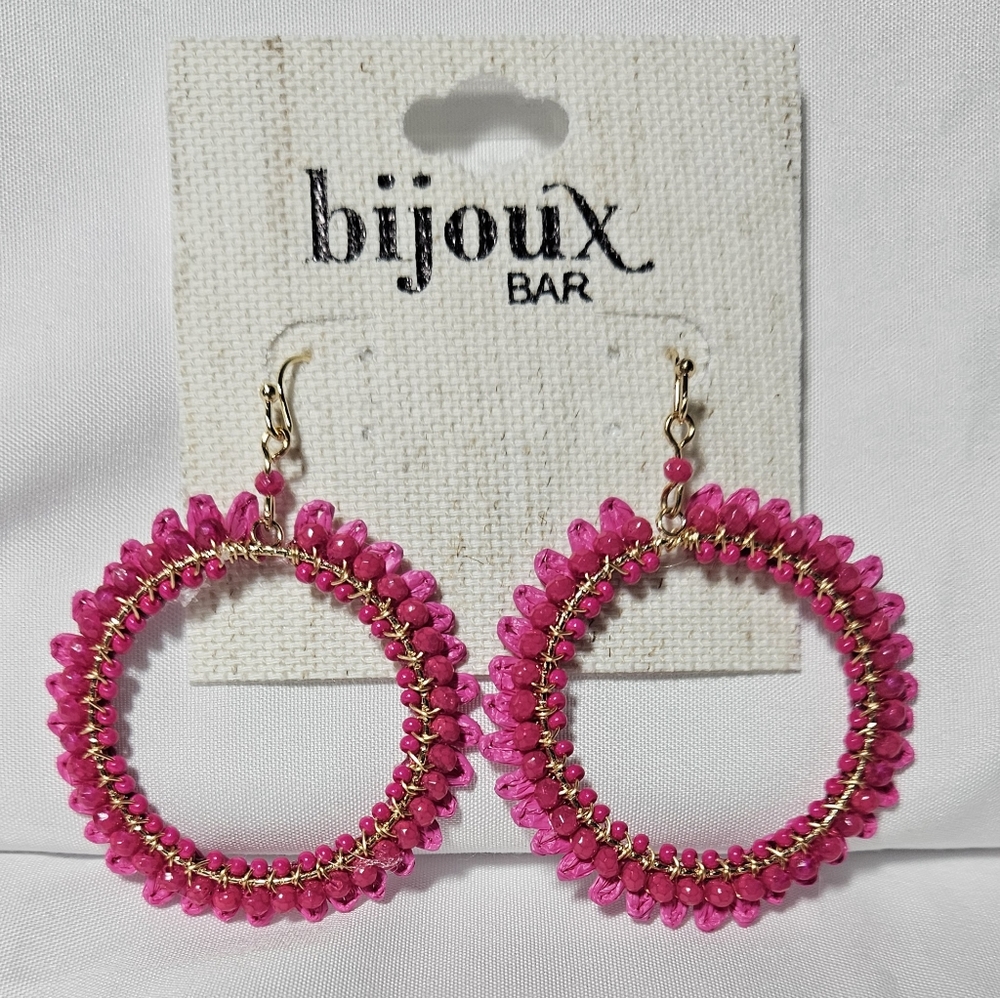 Bijoux Bar Pink Round Earrings NWT